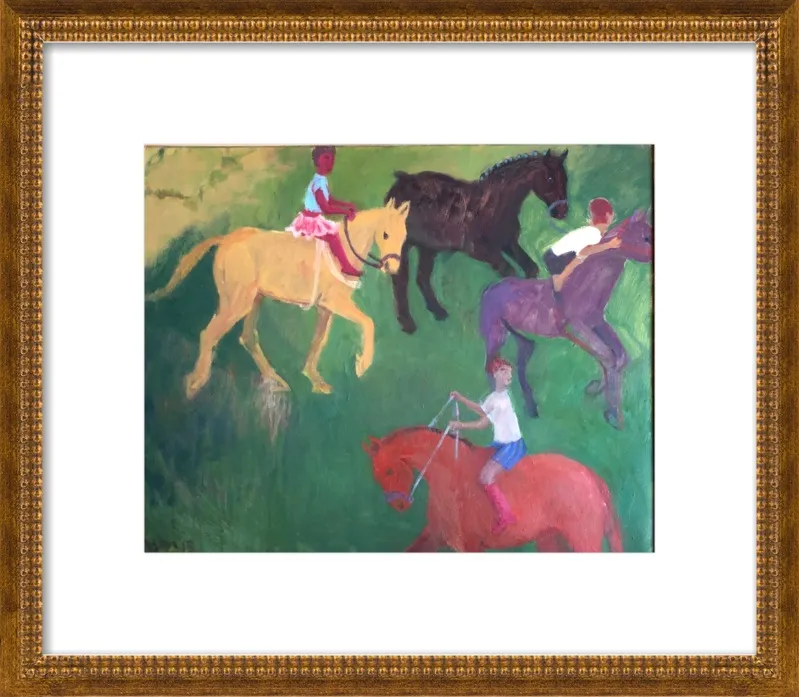 Four Horses, Three Riders by Megan Williamson for Artfully Walls