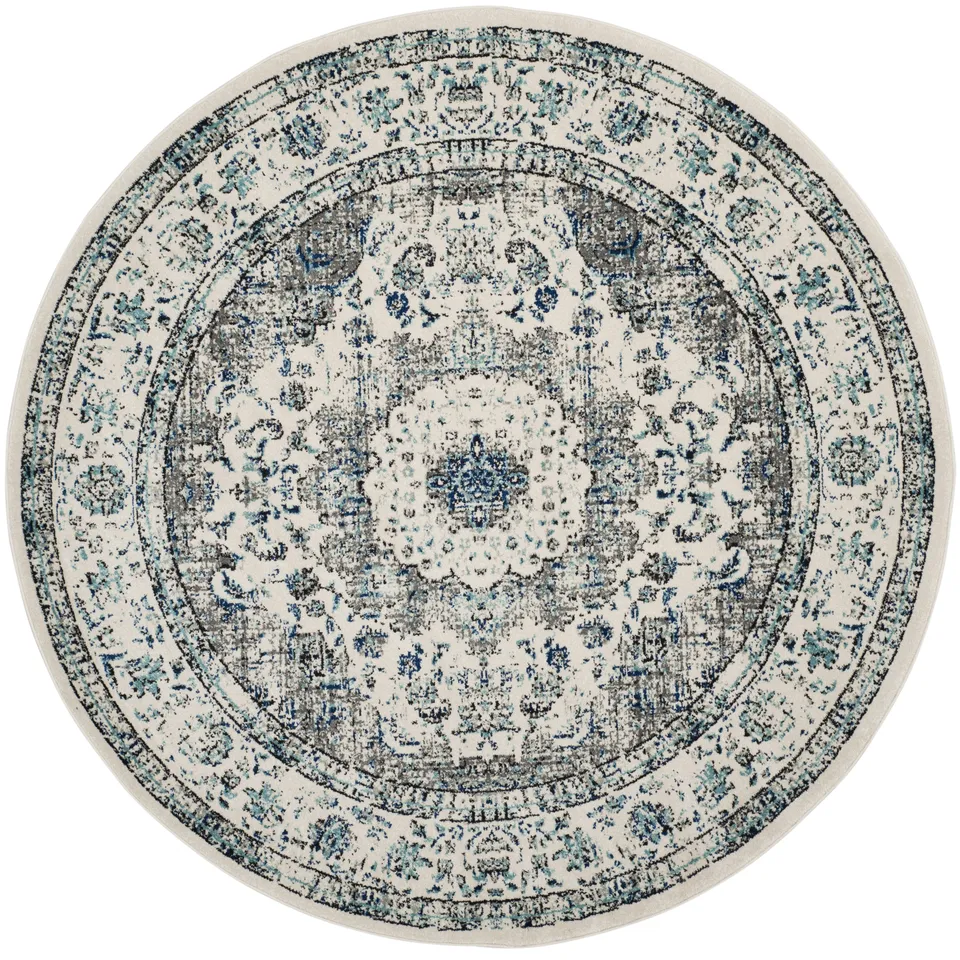 Arlo Home Woven Area Rug, EVK220D, Grey/Ivory,  9' X 9' Round