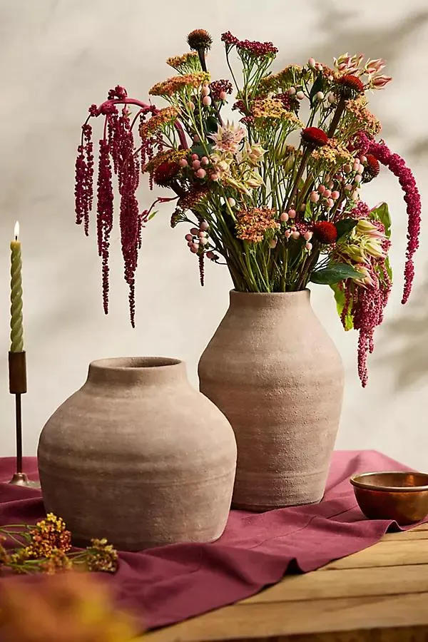 Ribbed Terracotta Vase