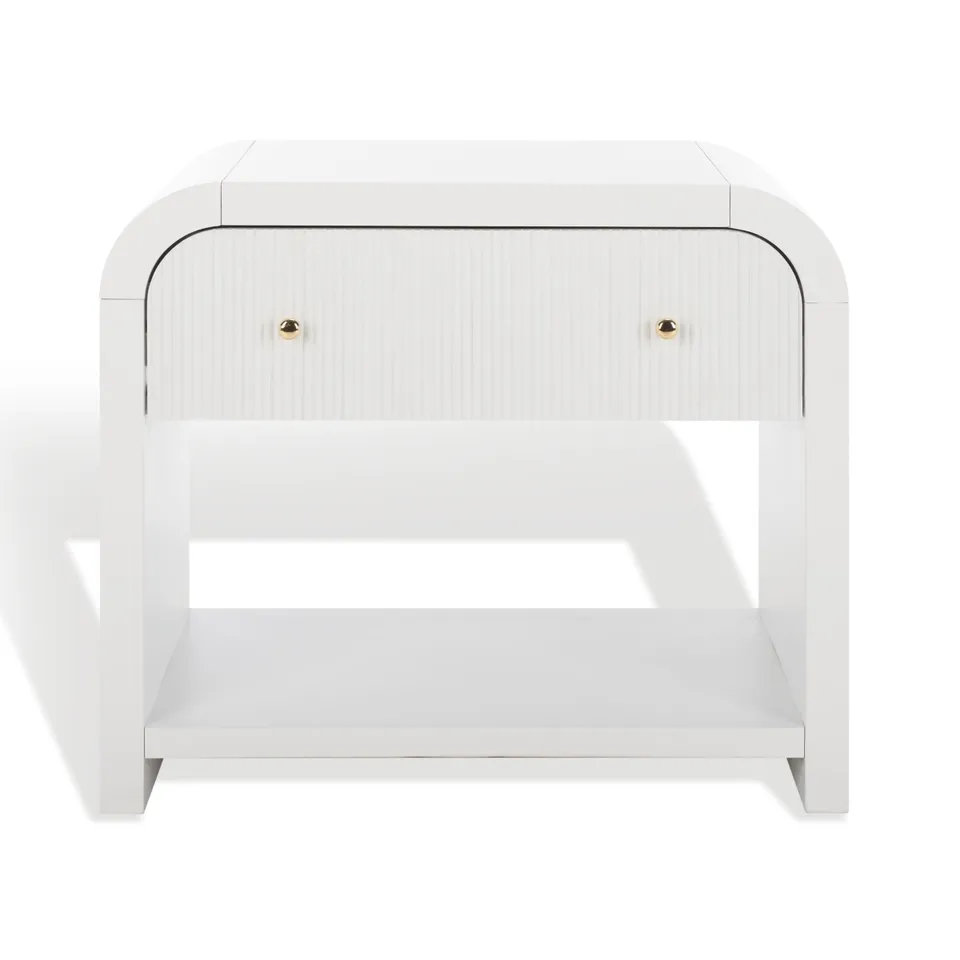 Liabella 1 Drw Curved Nightstand - White/Gold