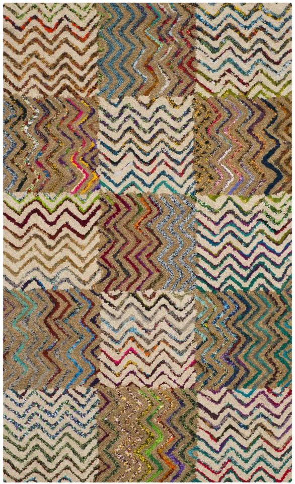 Arlo Home Hand Tufted Area Rug, NAN602A, Beige/Brown,  3' X 5'
