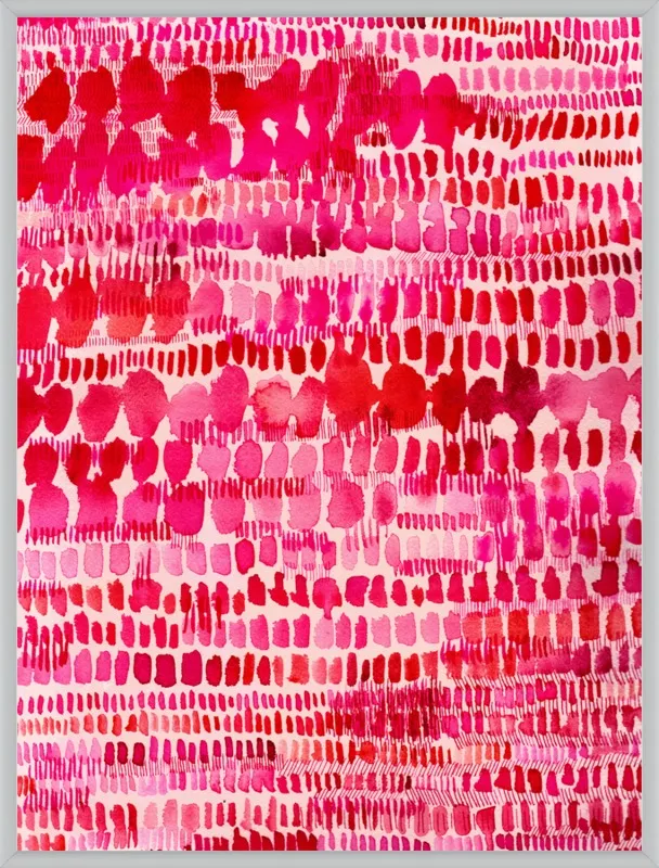 Pink and Red Watercolor Patterns Wall Art  by Paula Mills for Artfully Walls
