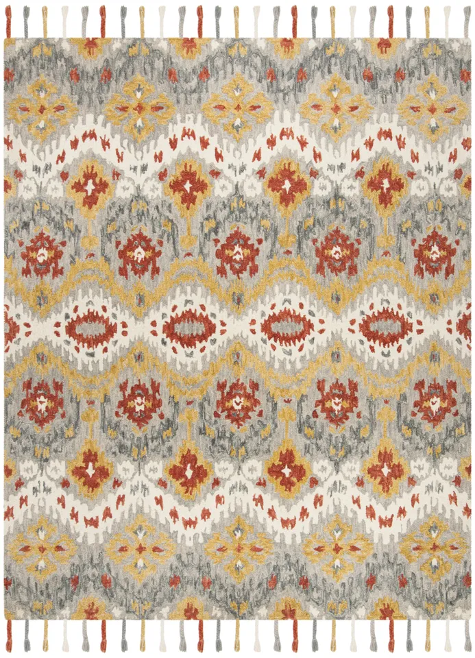 Arlo Home Hand Hooked Area Rug, SZN202A, Grey/Gold,  8' X 10'