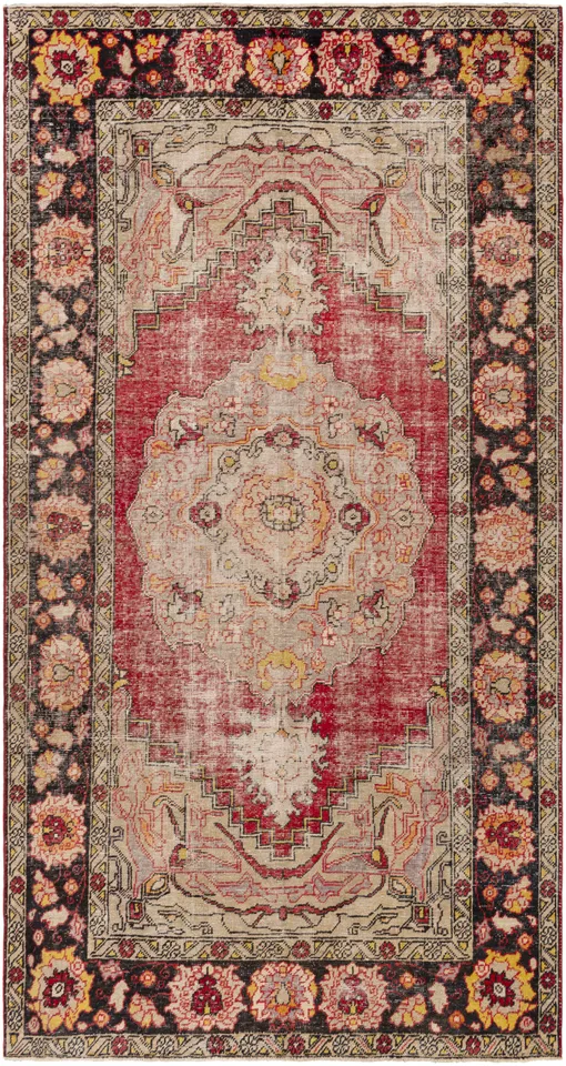 Antique One of a Kind Brown Indoor 6'7" x 11'8" Handmade Rug
