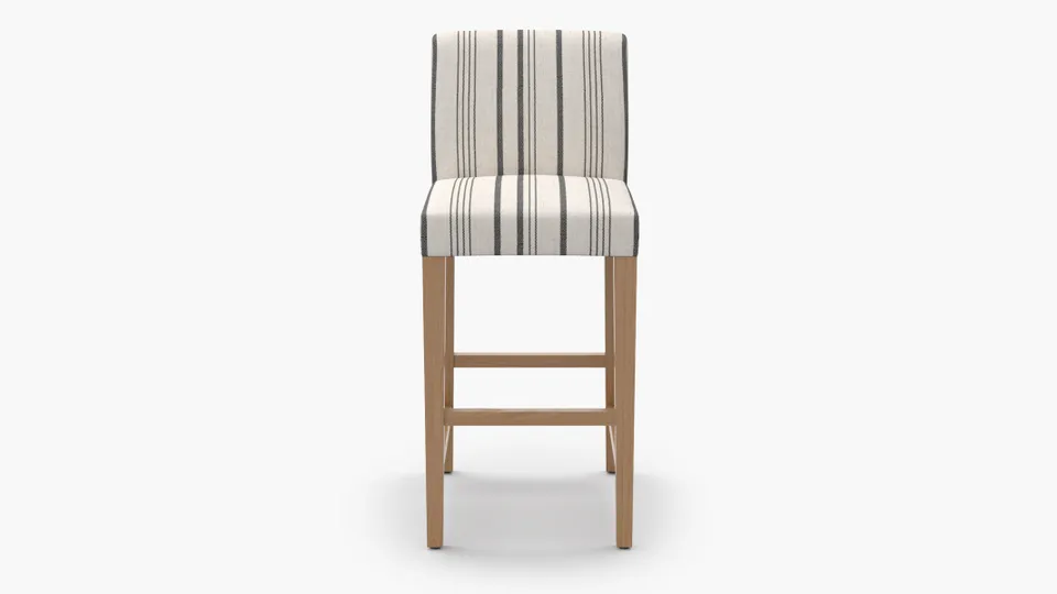 Signature Dining Bar Stool, Black Market Stripe, Natural Square Tapered Leg