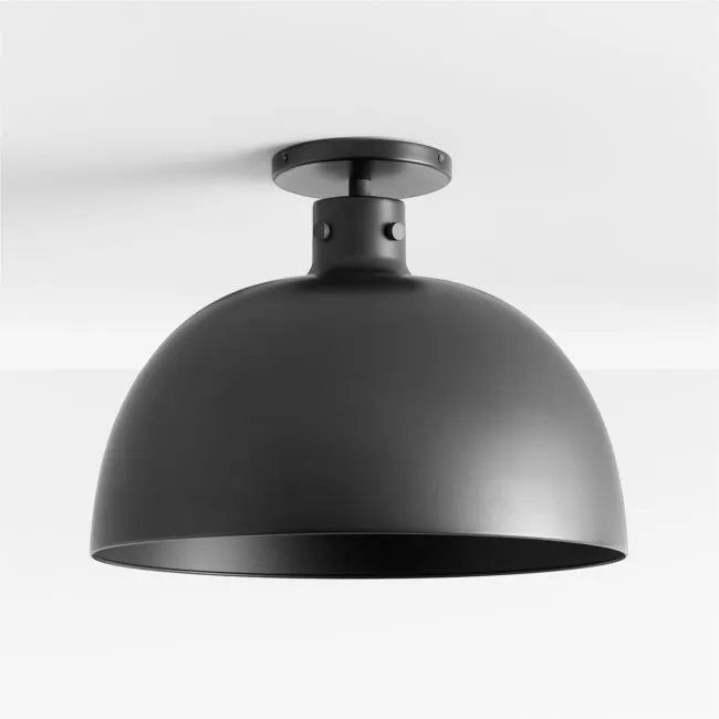 Dakota Black Flush Mount Light with Large Black Dome 15"