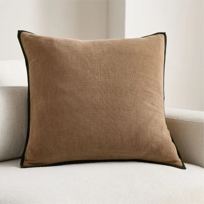 Rete Chenille Border 23"x23" Camel Tan Throw Pillow Cover by Venus Williams