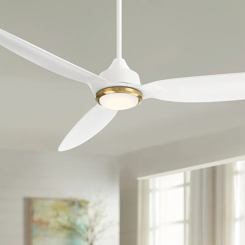 60" Casa Vieja Revere Matte White LED Damp Ceiling Fan with Remote