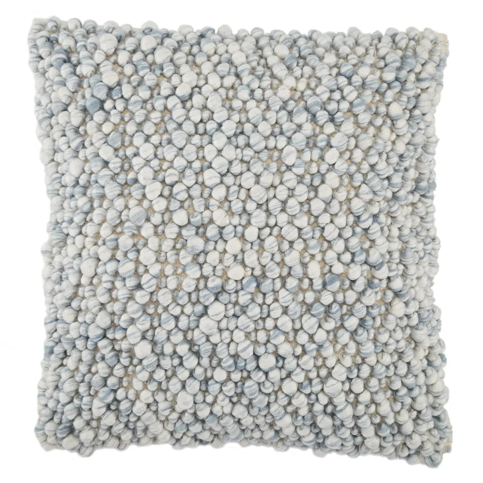 Kaz AGO05 Handmade Solid Light Blue And Ivory Pillow Cover (22")