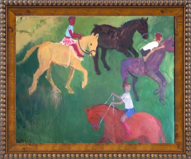 Four Horses, Three Riders by Megan Williamson for Artfully Walls