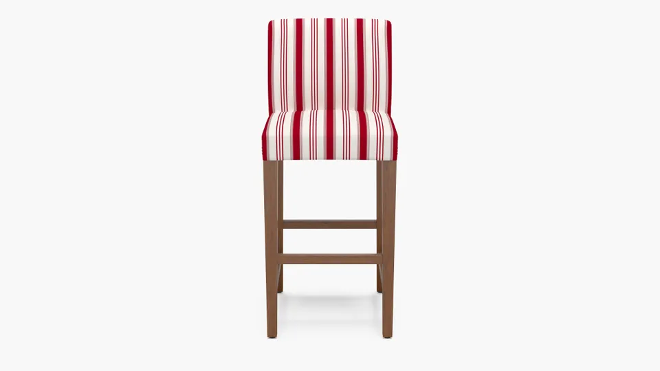Signature Dining Bar Stool, Red Regency Stripe, Walnut Square Tapered Leg