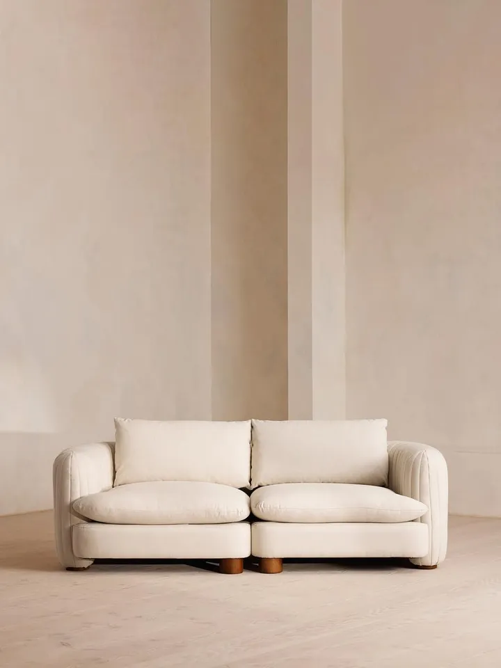Vivienne Sectional Sofa, Three Seater, Linen, Bisque, US
