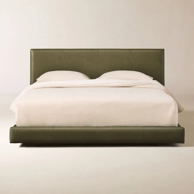 Facade Leather Upholstered Queen Bed