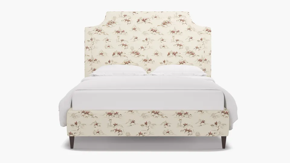 Deco Bed, Red Cotswold Hunt, Espresso Square Tapered Leg, King