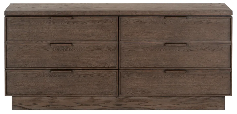 Safavieh Couture Alysandria 6 Drawer Dresser, Dark Brown Oak