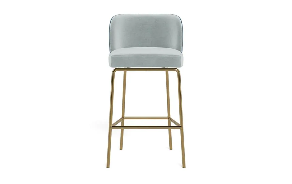 Graham Metal Framed Upholstered Bar Stool with Contrast Piping