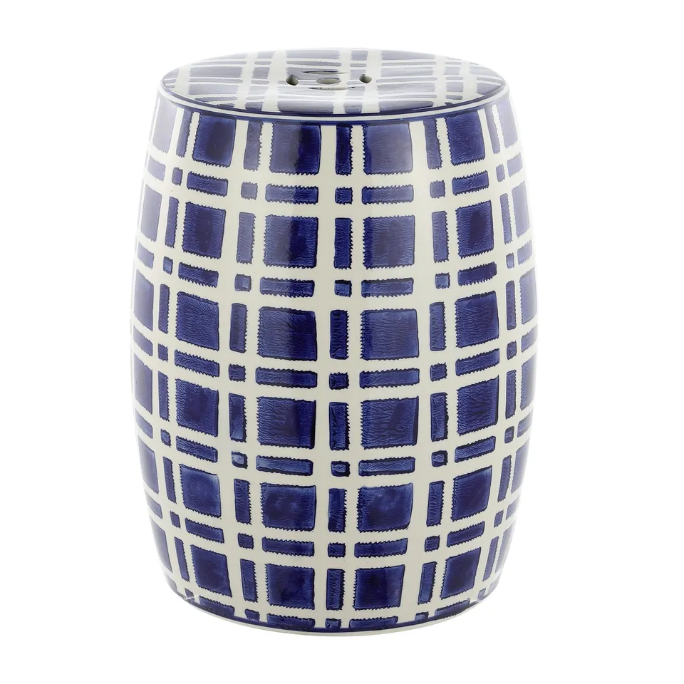 Eytan 18.25" Garden Stool - Navy / White