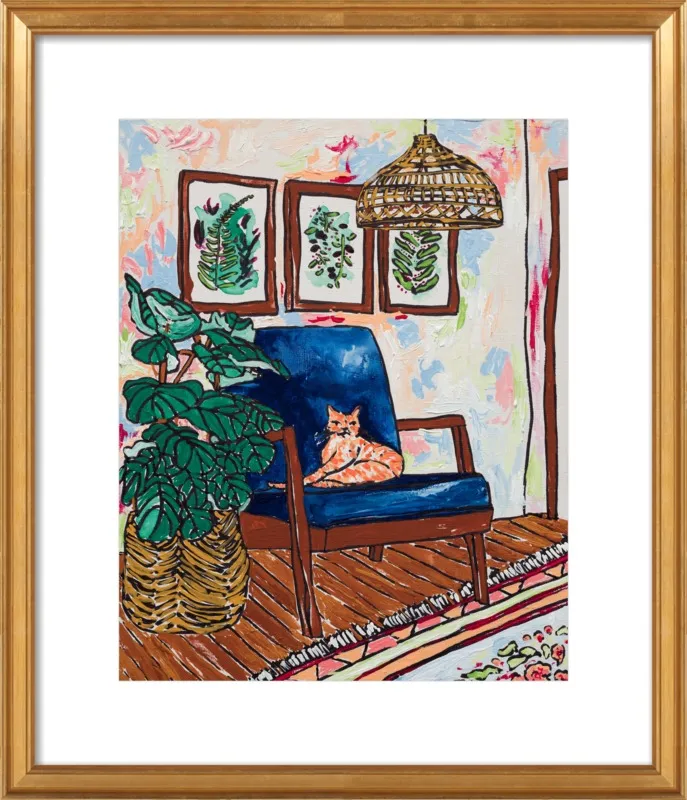 Ginger Cat in Mid Century Chair by Lara Lee Meintjes for Artfully Walls
