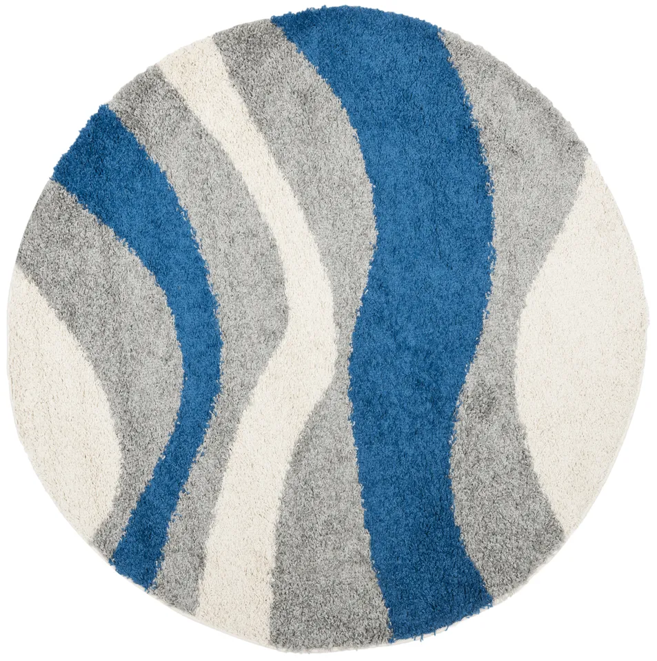 Arlo Home Woven Area Rug, SG913-6580, Blue/Grey,  5' X 5' Round