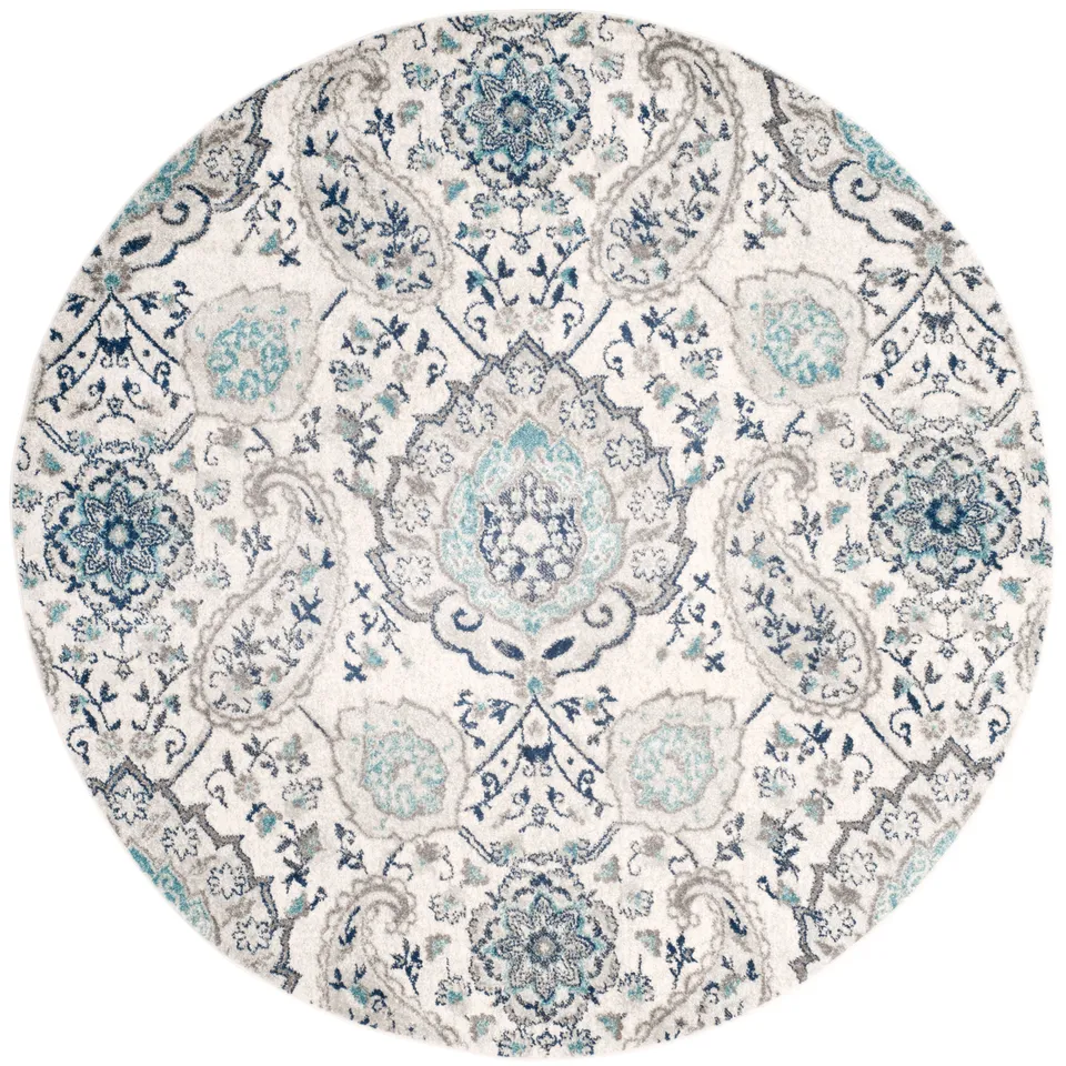 Arlo Home Woven Area Rug, MAD600C, Cream/Light Grey,  6' 7" X 6' 7" Round