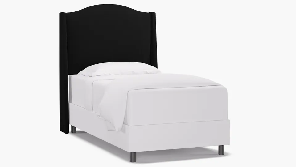 Classic Wingback Headboard, Raven Everyday Linen, Twin