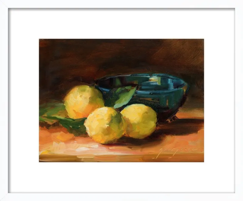 Lemons and Blue Bowl by Georgesse Gomez for Artfully Walls