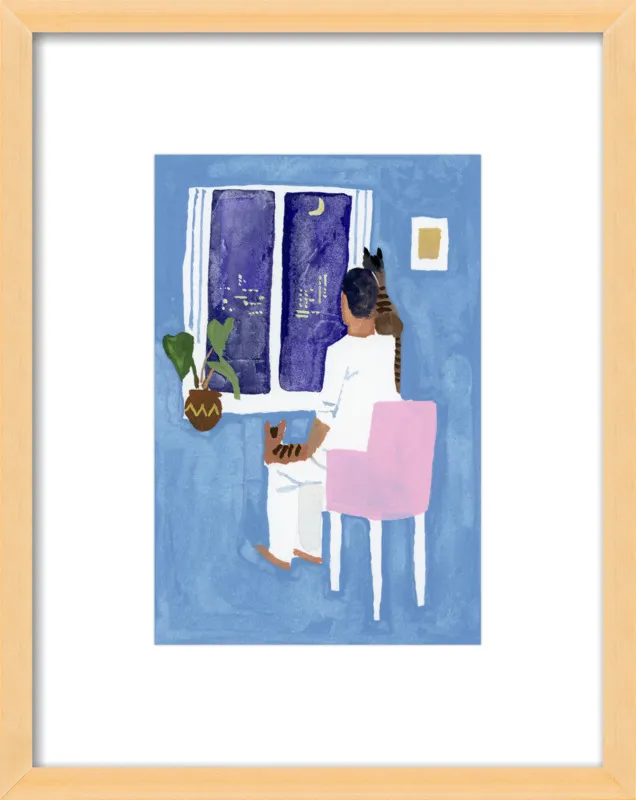 Look at the cat and the moon by Hiroyuki Izutsu for Artfully Walls
