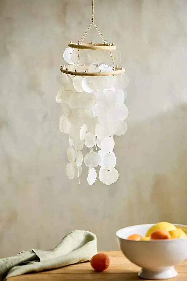 Shell Disk Chandelier, White