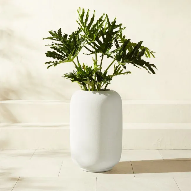 Anique Round White Cement Indoor/Outdoor Large Planter 26"H