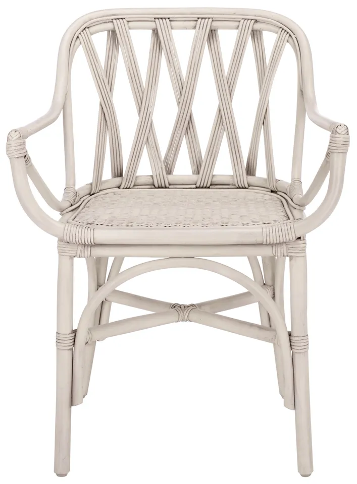 Serafima Rattan Arm Chair, Set Of 2 - White Washed