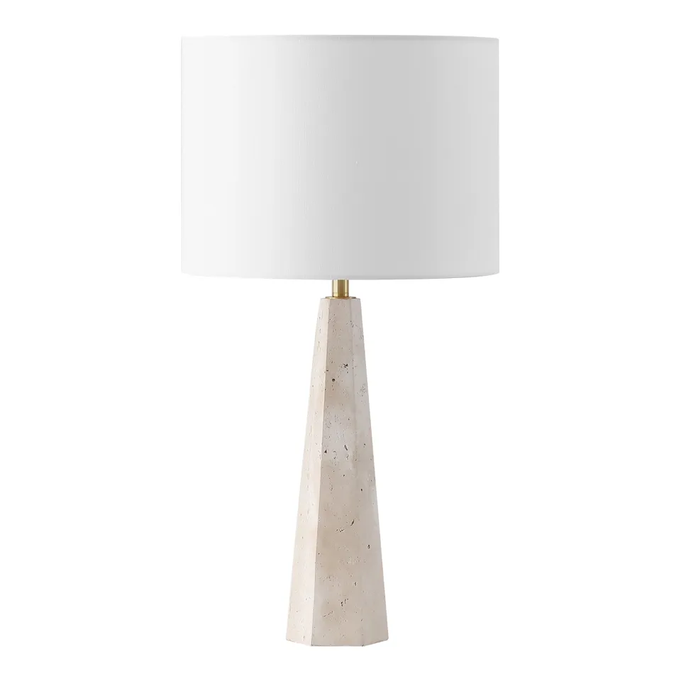 Safavieh Couture Gabryanna Travertine Table Lam - Travertine/White