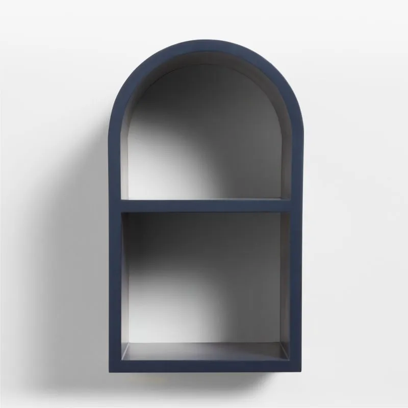 Mallory 11" Navy Blue Wood Small Kids Wall Shelf