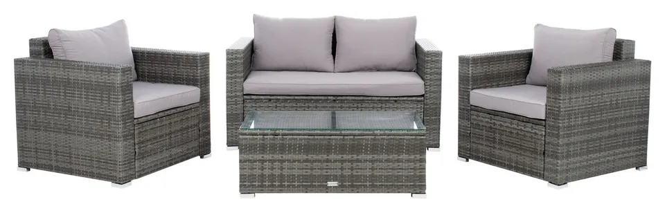 Machie 4 Piece Living Set - Gray/Gray