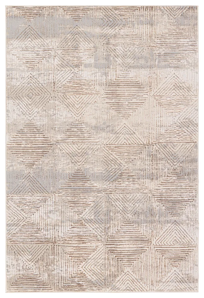 Eshe CTY34 Geometric Tan Runner Rug (2'2"x8')