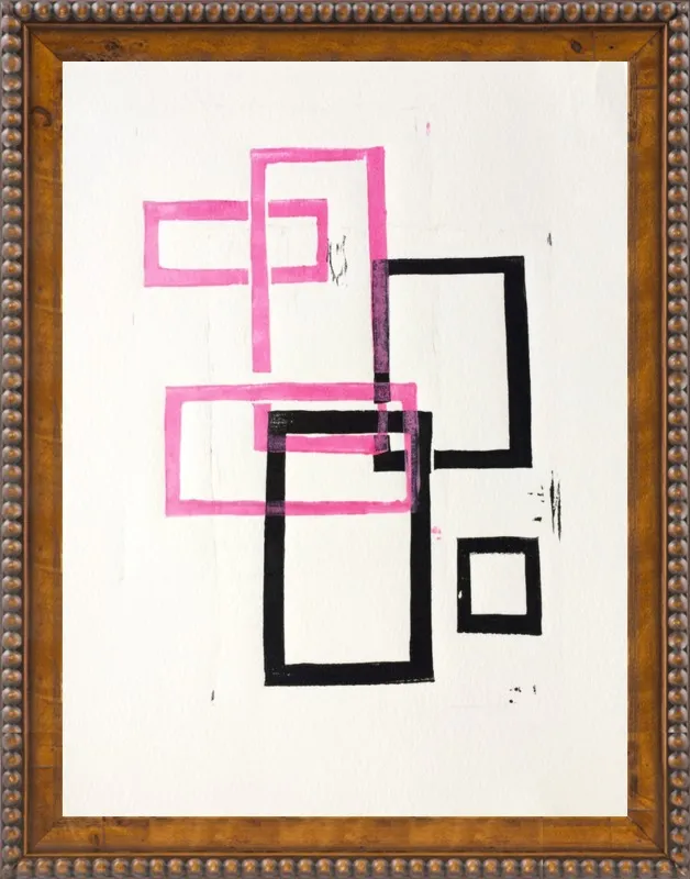 Pink and Black Geometric Squares x2 by Stacy Rajab for Artfully Walls