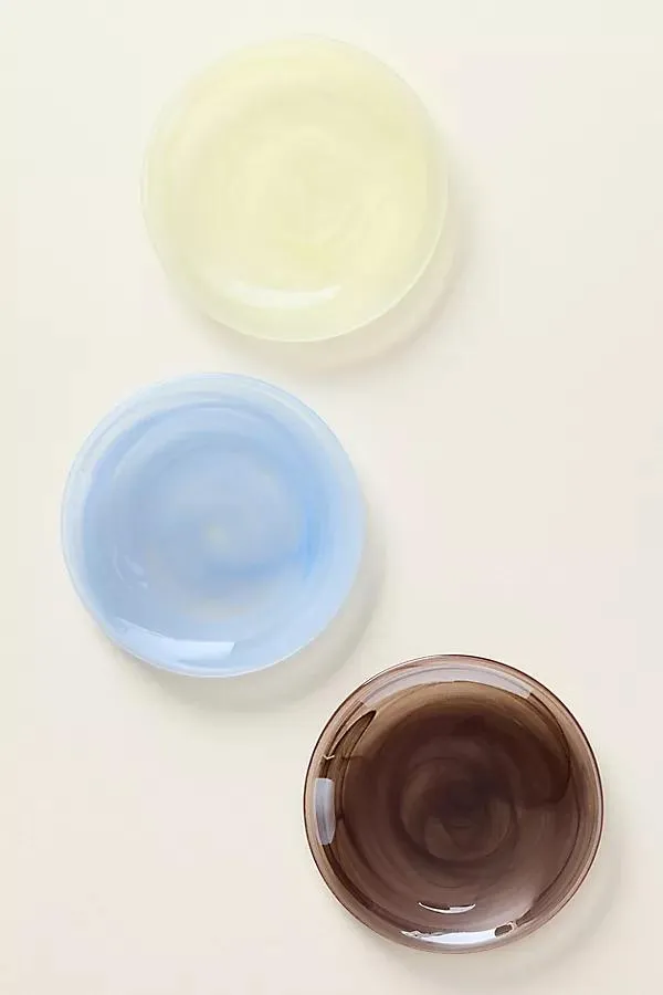 Luna Glass Swirled Canape Plates, Set of 3