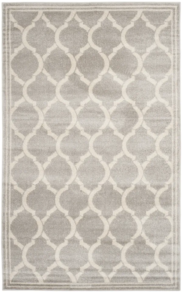 Arlo Home Indoor/Outdoor Woven Area Rug, AMT415B, Light Grey/Ivory,  4' X 6'