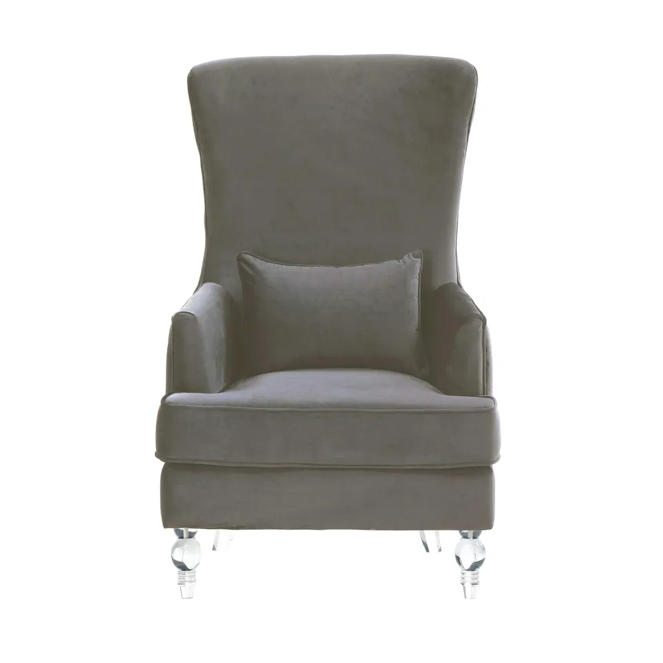 Aubree Tall Chair with Acrylic Legs - Grey