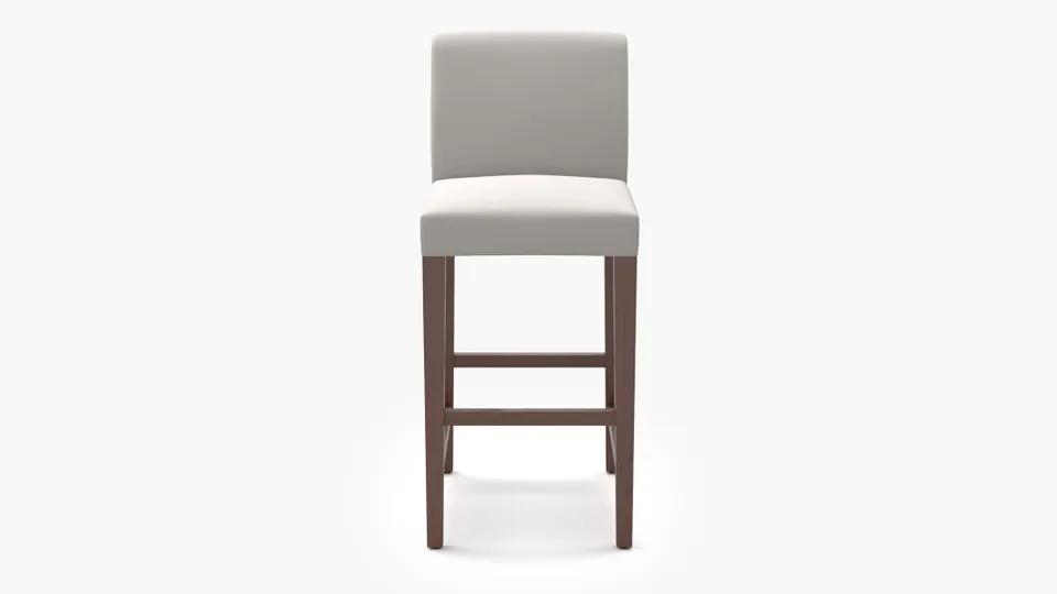 Signature Dining Bar Stool, White Performance Velvet, Walnut Square Tapered Leg
