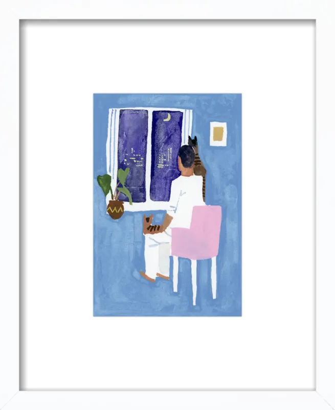 Look at the cat and the moon by Hiroyuki Izutsu for Artfully Walls