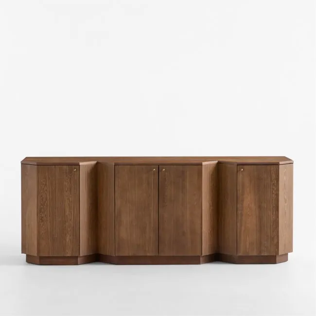 Harbury 80" Brown Oak Wood Storage Media Console