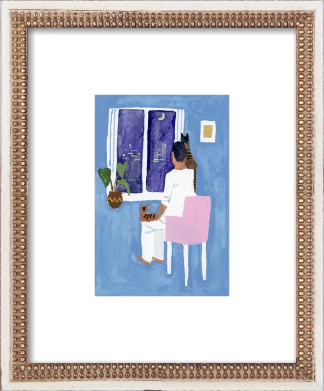 Look at the cat and the moon by Hiroyuki Izutsu for Artfully Walls
