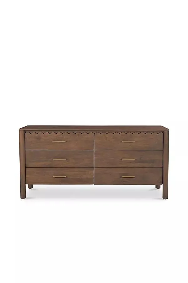 Wiley Scallop Wood Six-Drawer Dresser