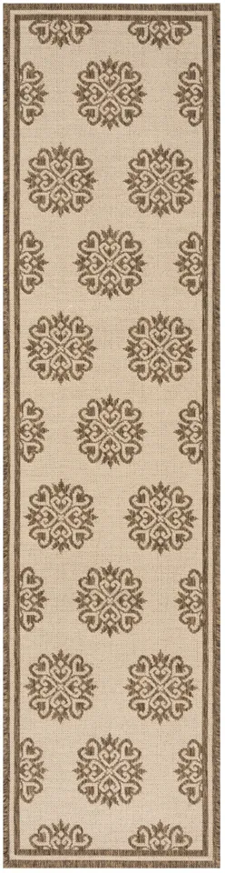 Arlo Home Indoor/Outdoor Woven Area Rug, LND181A, Cream/Beige,  2' X 8'