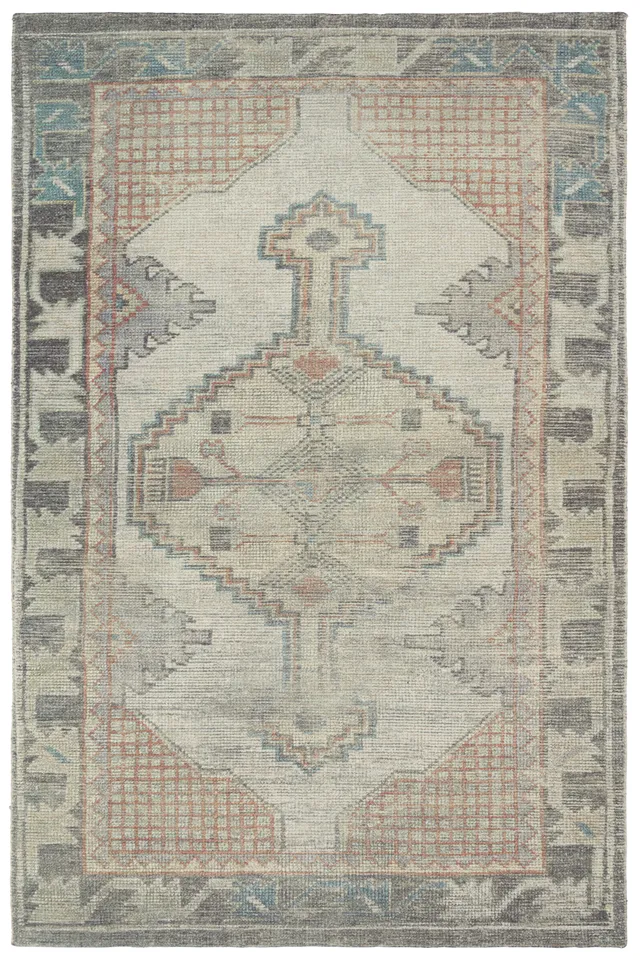 Palar THO05 Handmade Medallion Blue Area Rug (7'9"x9'9")