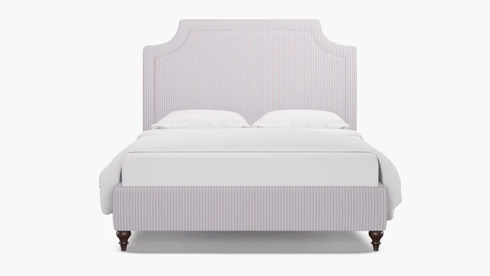 Deco Bed, Pink Classic Ticking Stripe, Espresso Traditional Turned Leg, Twin