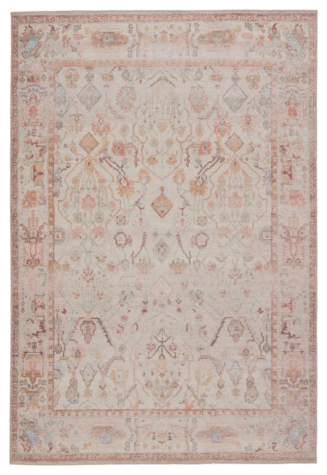 Avin Oriental Blush/ Blue Area Rug (7'6"X9'6")