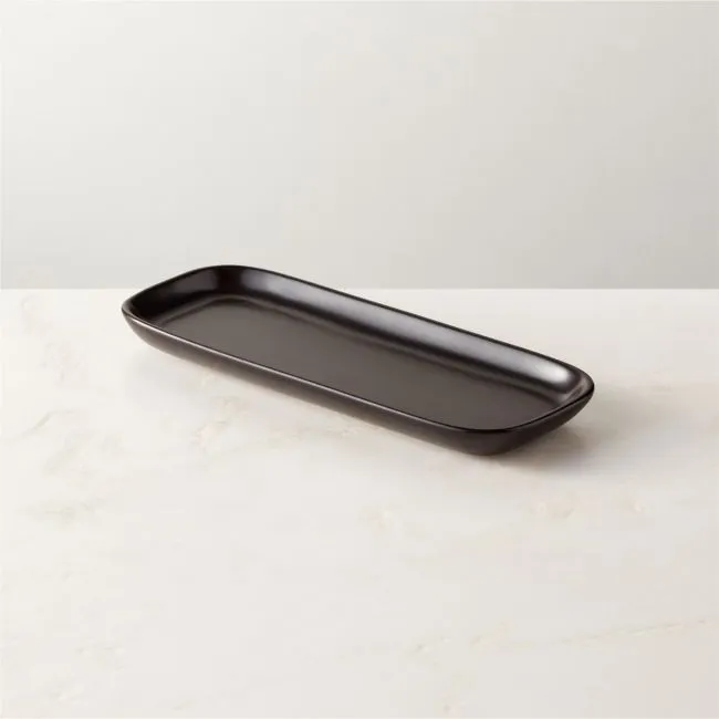 Mori Rectangular Matte Black Serving Platter Small