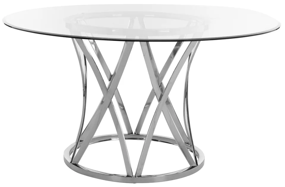 Yuko 54" Round Glass Dining Table - Chrome