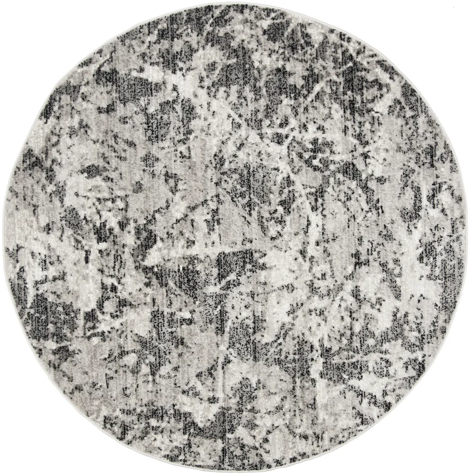 Arlo Home Woven Area Rug, SKY186L, Charcoal/Ivory,  6' 7" X 6' 7" Round